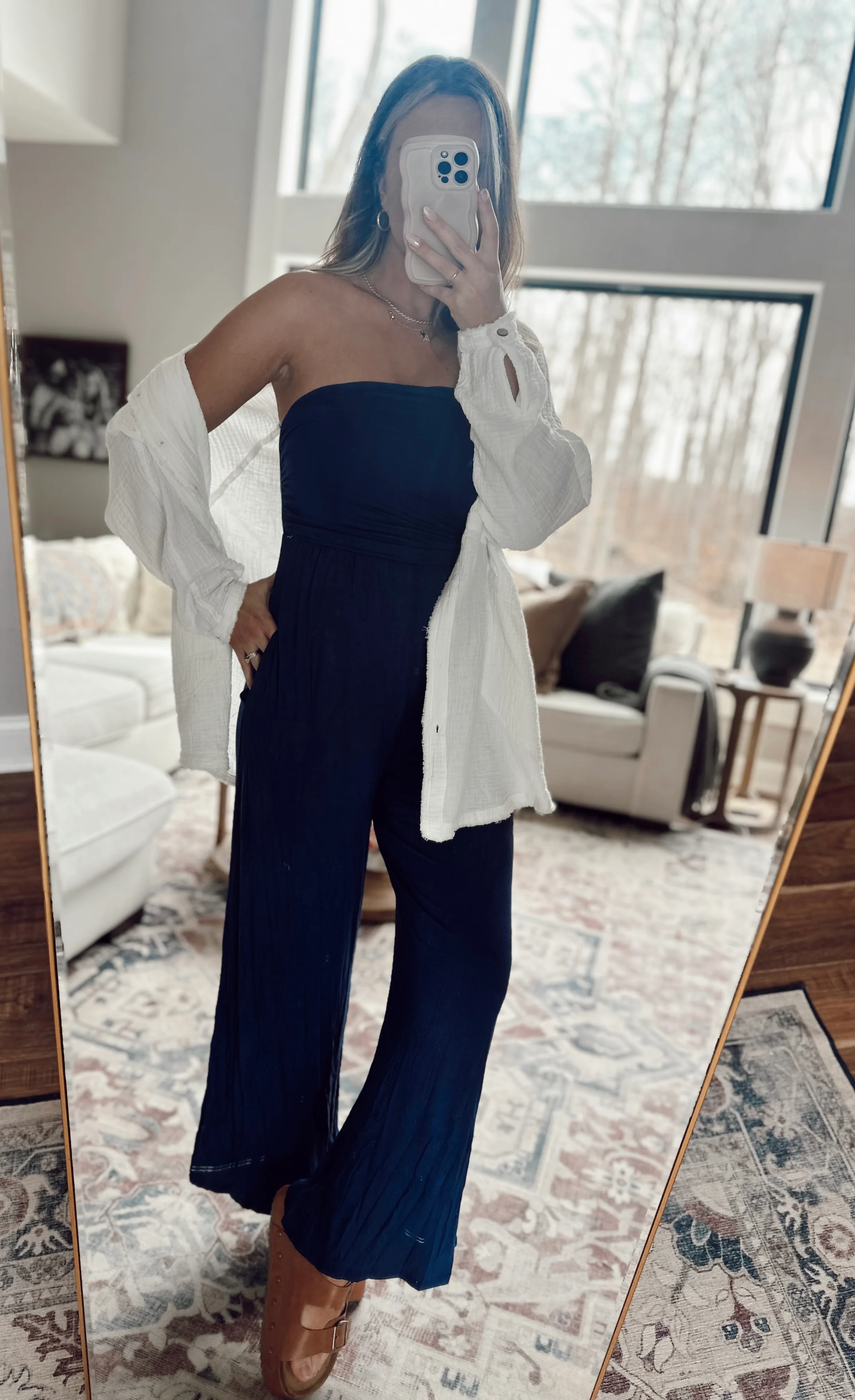 Alexis Off White Oversized Gauze Button-Up - Image 3