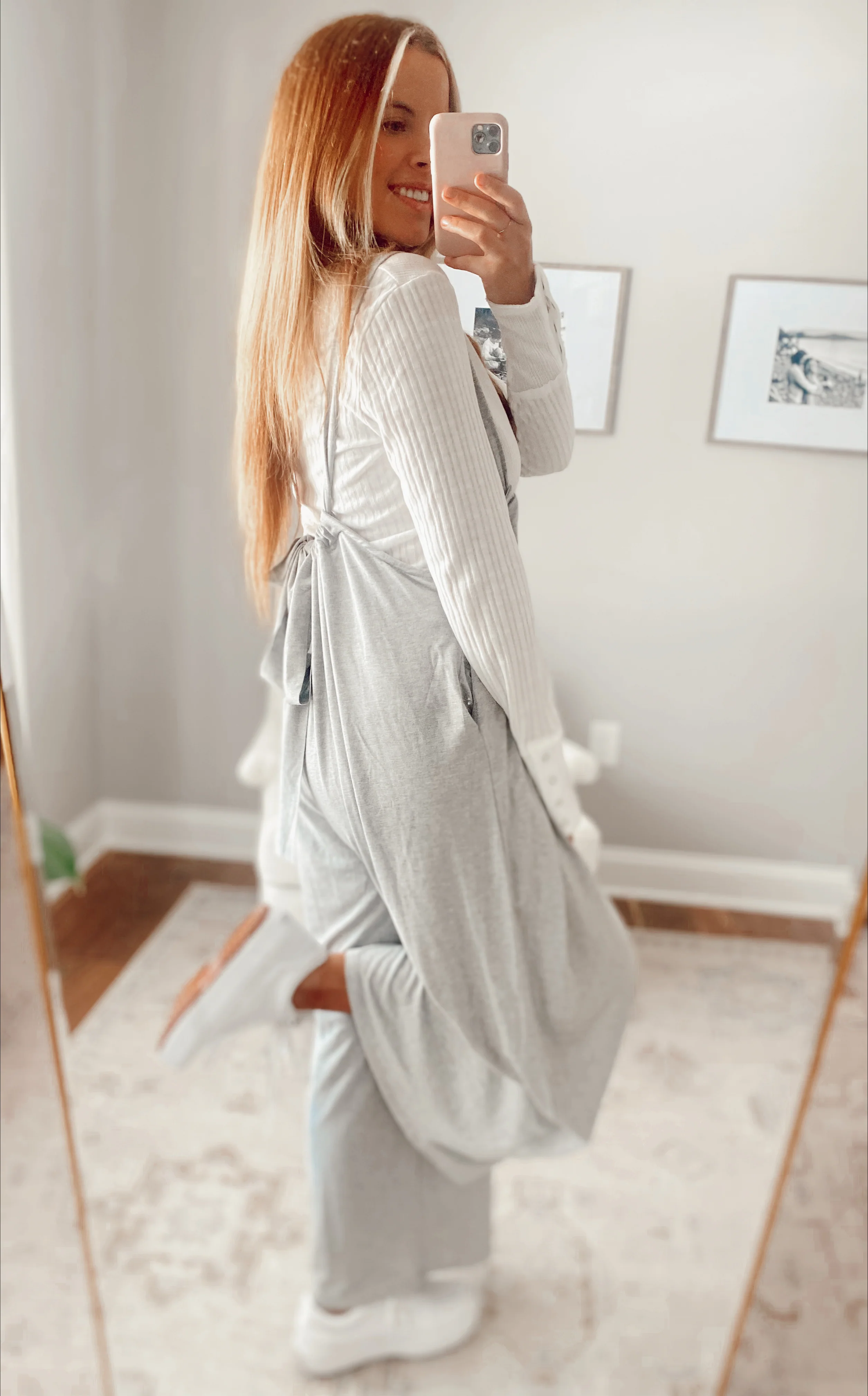 Allure Heather Grey Wide-leg Suspender Pants - Image 3