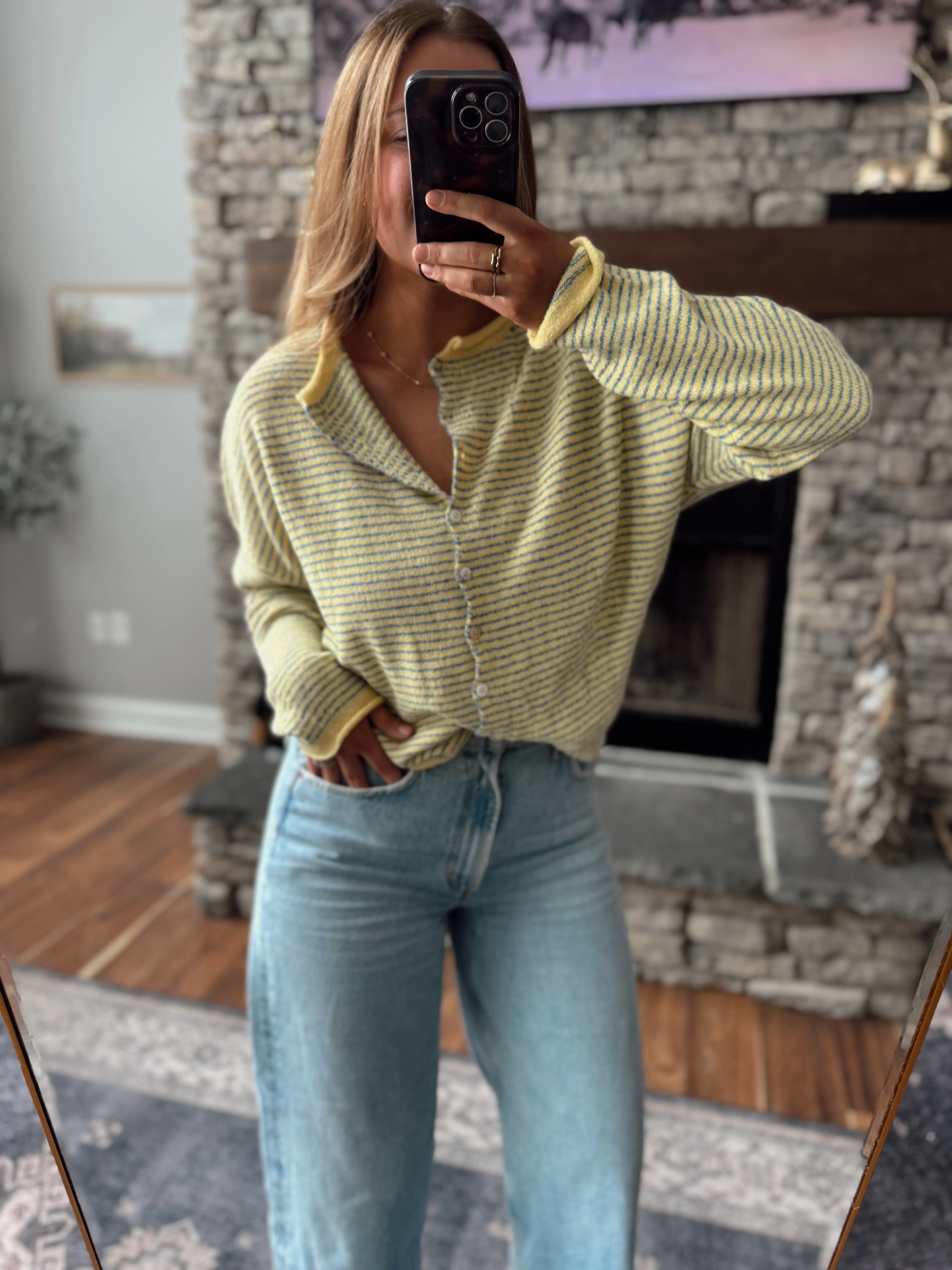 Daisy Pin Stripe Piper Knit Cardigan - Image 3