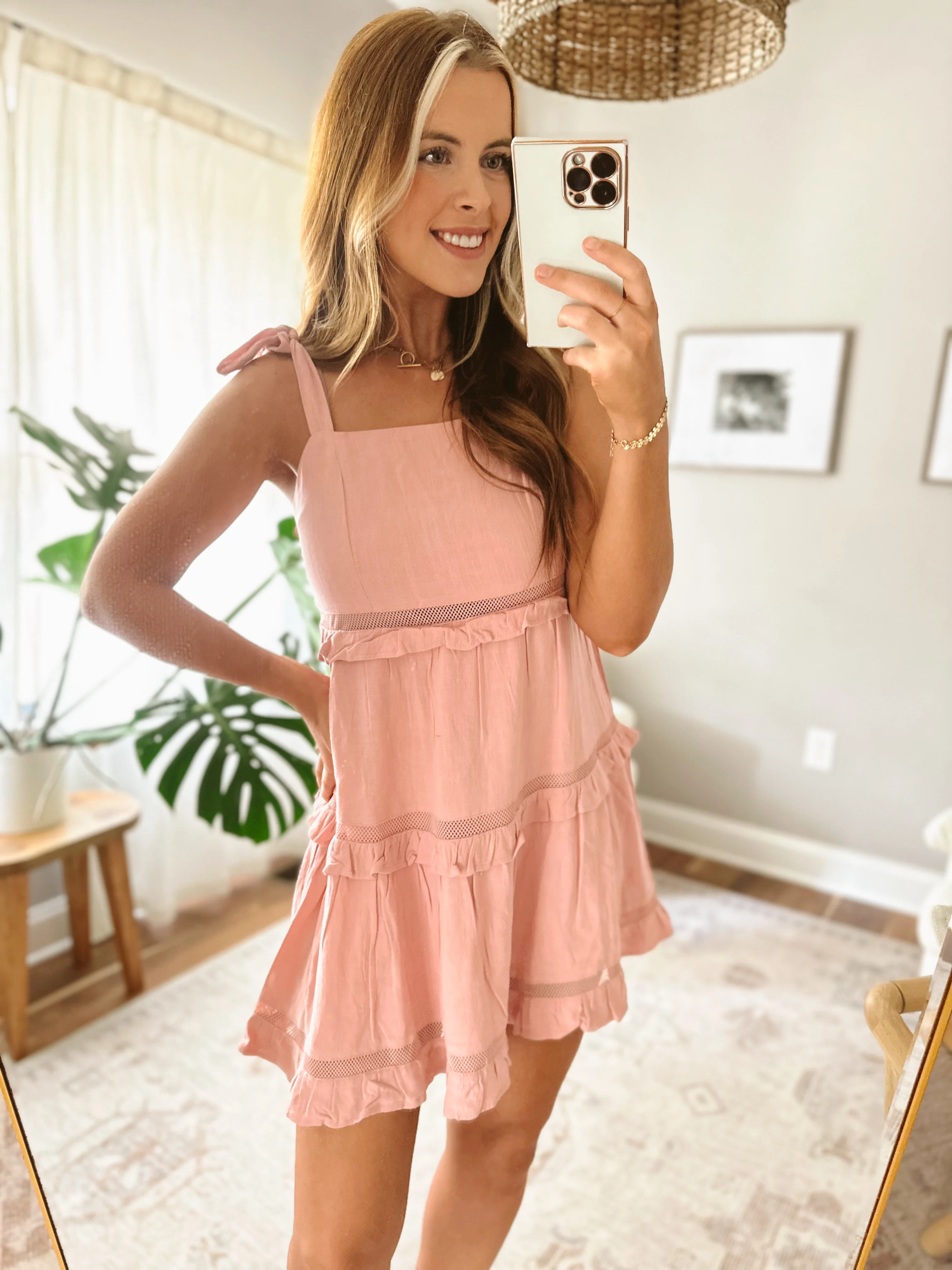 Hanna B. Pink Tiered Ruffle Mini - Image 3