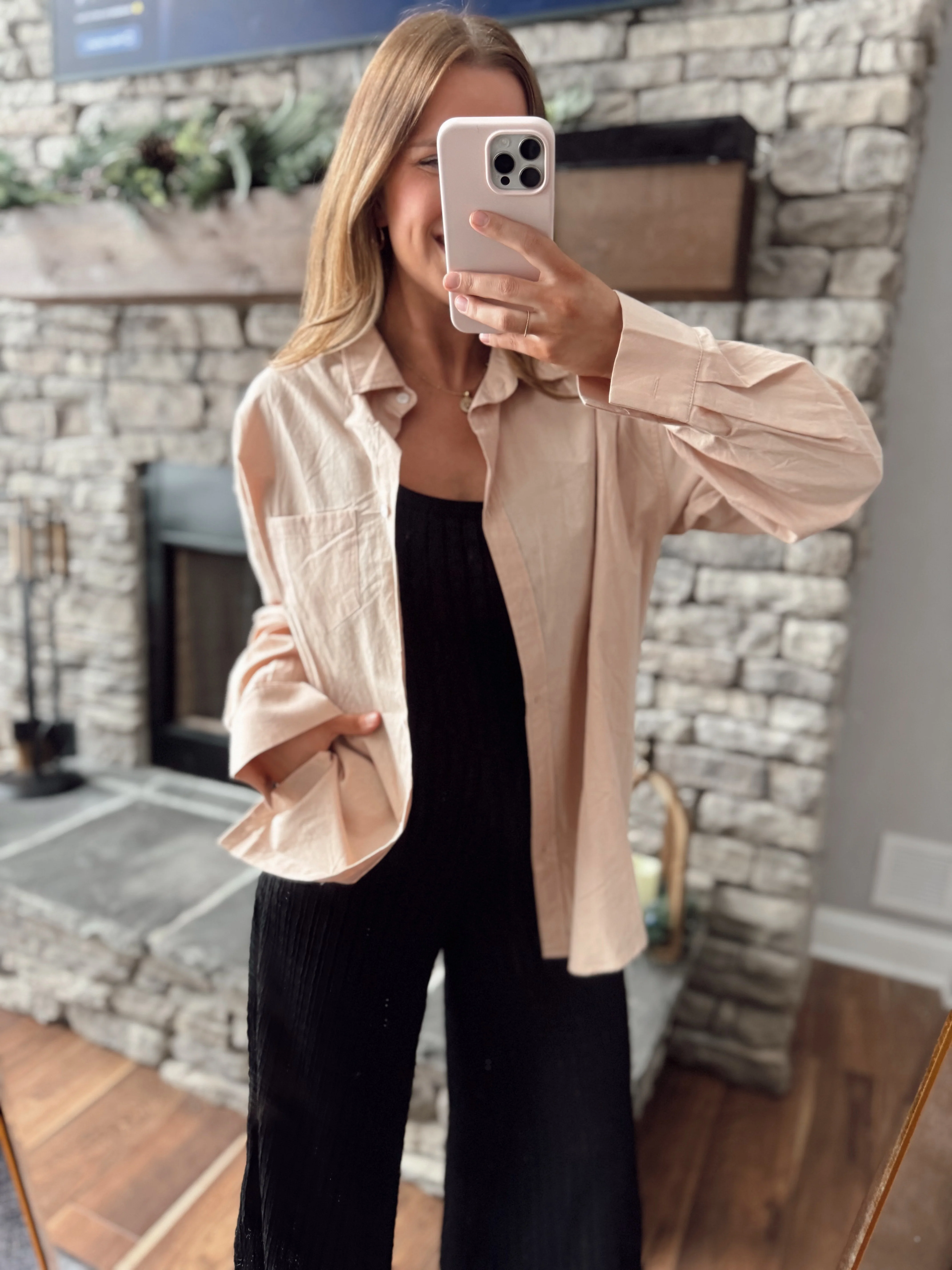 Serena Blush Collared Button Up - Image 3